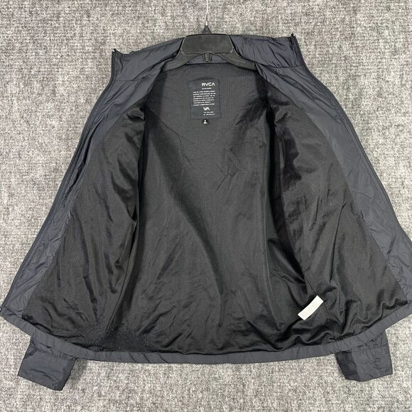RVCA Windbreaker Mens S Black Stow Hood Full Zip Shell Skater Streetwear Bomber - Picture 5 of 8